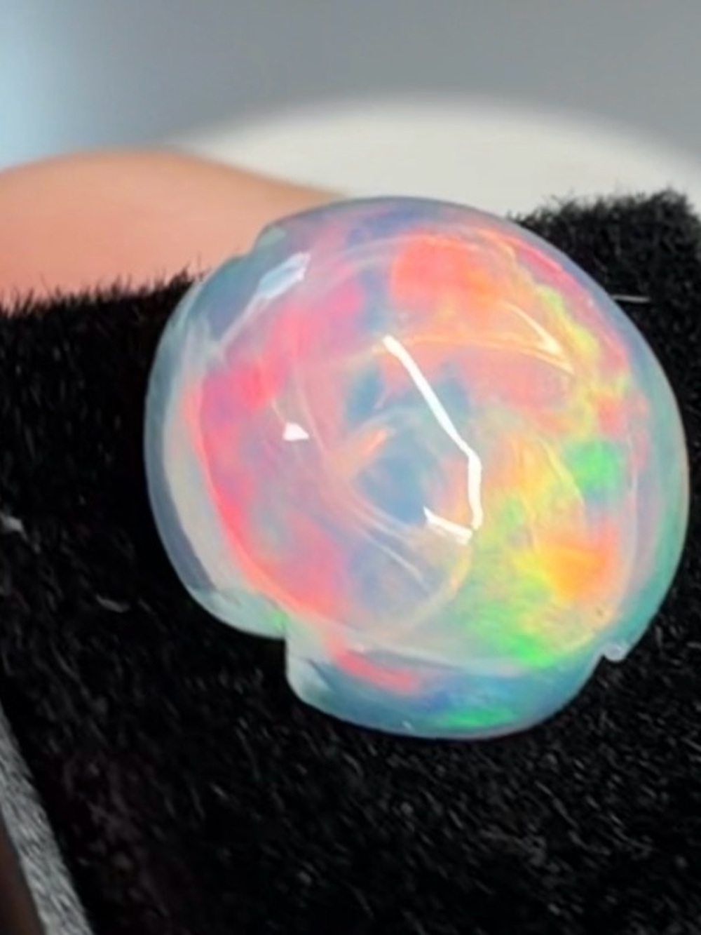 Ethiopian Opal Rose carving- Multicolor Play